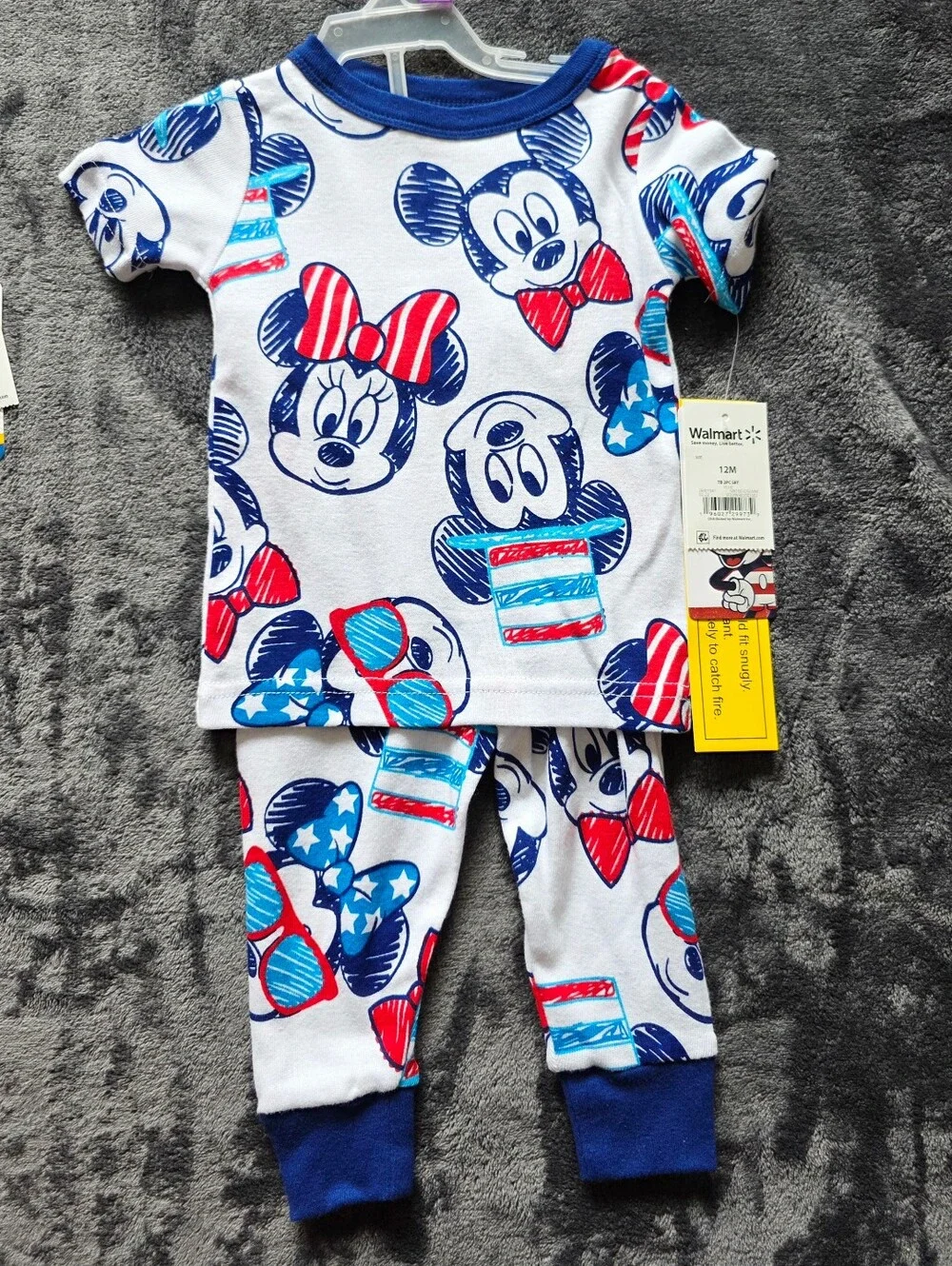 Baby boy / girl summer pajama bundle Disney Mickey Minnie Mouse Stitch Size 12 m